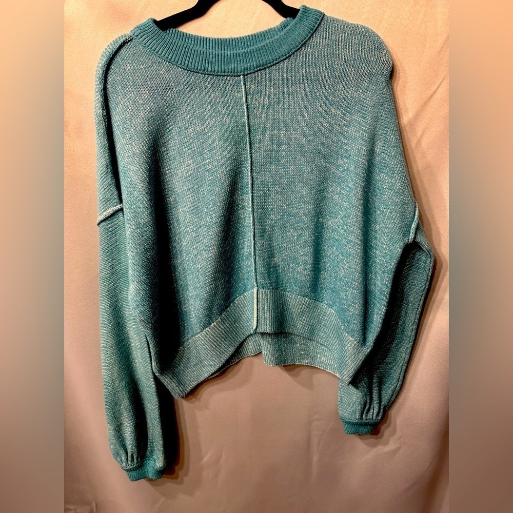 SO Boxy Sweater, balloon sleeves, blue, Size medium